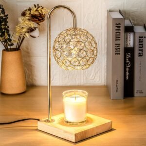 Candle Warmer Lamp with Timer, Home Decor Mothers Day Gifts for Mom, Gold Diamond Lamp with 2 Bulbs, Western Bedroom Accessories, Birthday Gifts for Women, Wax Warmer Lamp, Round Diamond