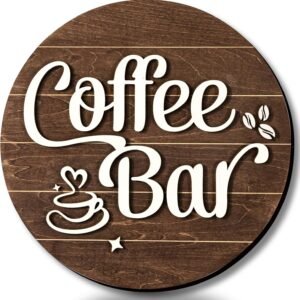 Coffee Bar Sign Wall Decor – Coffee Signs for Coffee Station Decor, Coffee Decorations for Coffee Bar Decor Accessories, Vintage Coffee Sign Decor for Kitchen, 10” Farmhouse Cafe Sign