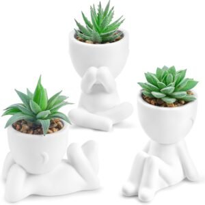 Der Rose 3 Packs Fake Plants Artificial Succulents Plants for Room Bathroom Home Office Desk Accessories Decor