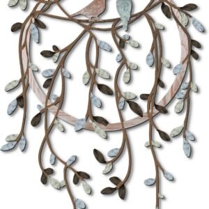 Ferraycle Metal Wall Art Bird on Tree Branch Bird Wall Silhouette Bird Wall Art Decor for Living Room Garden Bedroom Office Home Wall Housewarming Party Decor (Dark Color)