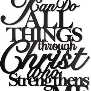 Vivegate I Can Do All Things Through Christ Metal Wall Art, 17″X13″ Philippians 4 13 Christ Home Decor I Can Do All Things Through Christ Who Strengthens Me Religious Scripture