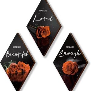 3 Pcs Orange Bathroom Decor Rose Wooden Wall Decor Positive Quotes You Are Beautiful Orange Bedroom decor Orange Wall Decor for Living Room Kitchen Bathroom Wedding Decor(orange, 12 x 7″)