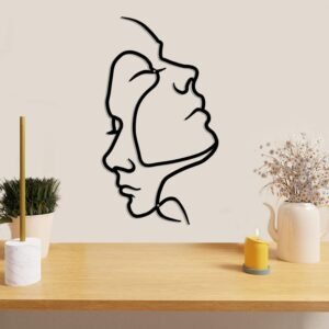 DUOOLN Metal Couple Facial Lines Wall Art Above The Bed, Black Minimalist Abstract Woman Wall Decor Line Drawing Female and Male Home Hanging Wall Sculptures for Livingroom Office.