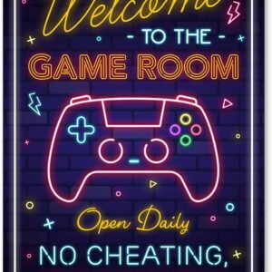 Gaming Room Metal Sign – Gamer Wall Decor For Boys Room, Bedroom Gamers Aluminum Rust Free 9″ X 11″, Pre-Drilled Holes, Weather Resistant