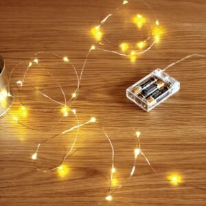 Led String Lights, Mini Battery Powered Copper Wire Starry Fairy Lights, Battery Operated Lights for Bedroom, Christmas, Parties, Wedding, Centerpiece, Decoration (5m/16ft Heated White),1 Pack