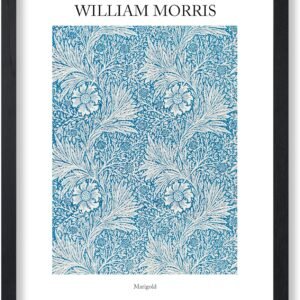 Poster Master William Morris Poster – Marigold Print – Textile Pattern Art – Flower Art – Blue Floral Art – Gift for Men & Women – Decor for Office, Bedroom or Living Room – 16×20 UNFRAMED Wall Art