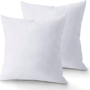 QUBA LINEN Throw Pillow Inserts (Set of 2, White), 20×20 Inches – Premium Cushion Fillers for Sofa, Bed, and Home Décor (20×20 Inch (Pack of 2))