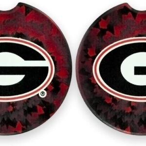 University of Georgia Set of 2 Car Coasters by Magnolia Lane – Removable Absorbent Ceramic Stone Coasters – Ideal Gift for Students, Alumni and Everyday Fan – Show Your SEC NCAA Team Spirit