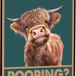 Vintage Highland Cow Are You Pooping Funny Tin Sign for Bathroom Toilet Wall Decor 8 X 12 Inch (3039)