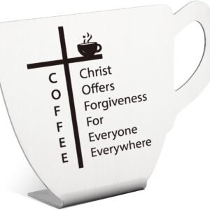 Christian Gifts for Coffee Lover, Women, Men, Girls, Boys, Religious Gifts for Coffee Lover, Women,Faith Gifts for Coffee Lover, Women, Teen, Kids,Funny Coffee Sign, Coffee Quote Desk Decor (Coffee15)