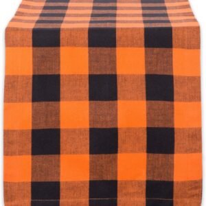 DII Buffalo Check Collection, Classic Farmhouse Table Runner, 14×108, Orange & Black