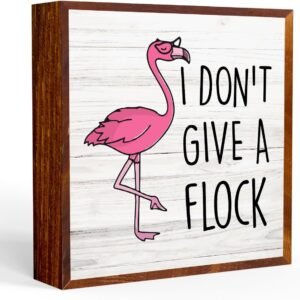 Flamingo Decor Summer Decorations for Home Flamingo Desk Decor Inspirational Shining Day Wooden Box Sign Office Home Farmhouse Yard Decor Wood Square Box Sign for Table Shelf Tiered Tray Wall Decor