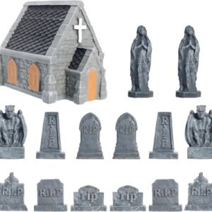 Rileryan 15 PCS Miniature Church Tombstones Gargoyle Virgin Figurines DIY Graveyard Scenes for Halloween Village Decorations Accessories Wargame Terrain Scenery