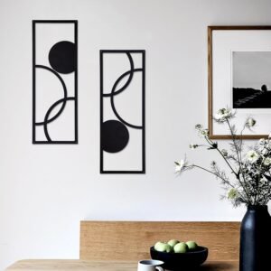 TYLCC Black Wall Decor Metal Wall Art Decor Minimalist Abstract Wall Art Wrought Iron Hanging for Bedroom Living Room Wall Decor – 2 Pcs (Simple-1)