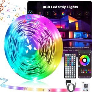 100FT Led Lights for Bedroom, Color Changing RGB Led Strip Lights Indoor, Music Sync Led Light Strip with Remote and App Control, DIY Led lights for Room Home Decor Ambient Lighting (1*100FT)