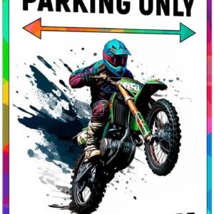 ALKB Dirt Bike Accessories Dirt Bike Sign Decor – Dirtbike Motocross Gifts for Boys – Dirt Bike Parking Only Sign