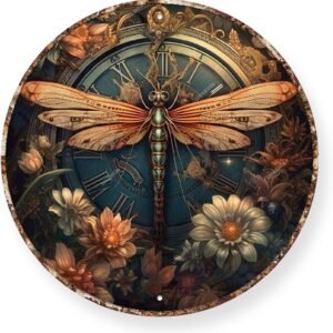 Round Wall Art May You Touch Dragonflies And Stars Dance With Fairies And Talk To The Moon Dragonfly Metal Sign for Man Cave Man Cave Christmas Decor 12.00″x12.00″