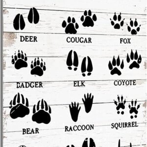 Animal Tracks Field Guide Sign Metal Tin Sign Wall Art Decor Farmhouse Home Rustic Decor Gifts – 8×12 Inch