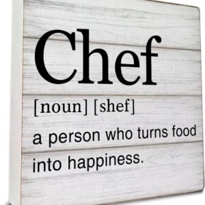 Chef Gift for Men Women Chef Quotes Wooden Box Sign Chef Definition Desk Decorative Wooden Sign Home Kitchen Decor for Desk Table Shelf 5 x 5 Inches