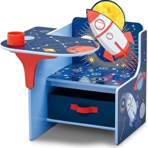 Delta Children Space Adventures Chair Desk with Storage Bin – Ideal for Arts & Crafts, Snack Time, Homeschooling, Homework & More – Greenguard Gold Certified, Blue