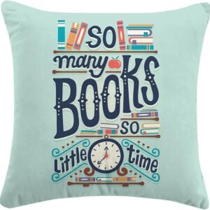 Humorous Quotes So Many Books So Little Time Throw Pillow Cover,Humorous Reading Book Club Decor, College Dormitory Decor Cushion Cover for Sofa Bed Home Decor 18 x 18 Inch,Great Gift for Book Lover