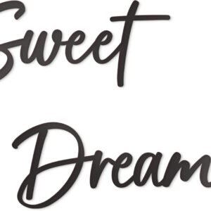 Vivegate Sweet Dreams Metal Sign Wall Art Decor – 35″X8″ Black Modern Sweet Dreams Farmhouse Signs for Hanging Above Bed Wall Decor for Bedroom