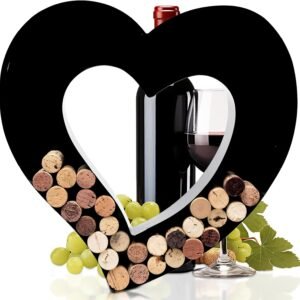 will’s Metal Wine Cork Holder – Letters A to Z | Modern Housewarming Gift, Home Bar Decor Wine Gift, Wine Bar Decor, Wedding Registry Items | Large Wall Art | Wine Gifts for Women, Black Large (Heart)