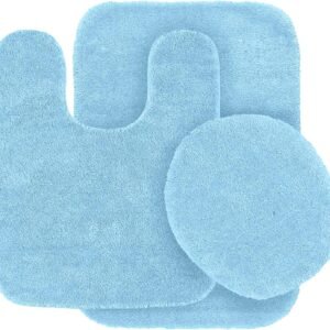 3 pc Solid Airy Blue Bathroom Rug Set Bath Mats Bath Set Super Gentle Anti Slip Gentle Mats Fresh