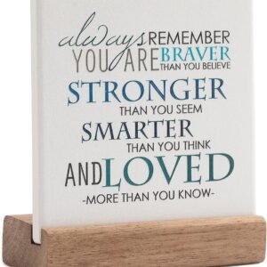 Lukiejac Inspirational Quotes Desk Decor Gifts For Women Best Friend Encouragement Cheer Up Gifts Office Inspiration Positive Plaque With Wooden Stand For Cowoker Motivational Sign For Birthday (Blue)