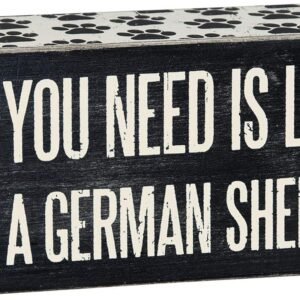 Primitives by Kathy 24978 Paw Print Trimmed Box Sign, 6″ x 2.50″, German Shepherd