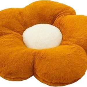 YILANLAN Cute Flower Cushion Plush Floor Casual Comfortable Pillow Office Living Room Bed Cushion Basic Decoration (40cm, Brown)