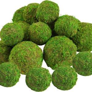 18 Pack Decorative Faux Dried Moss Balls- 6pcs 3.1″ Artificial Green Plant Mossy Globes+ 12pcs 2.2″ Handmade Sphere Moss Gift for Home Dough Bowl Vase Chinoiserie Decors Party Wedding Display