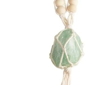 Natural Green Fluorite Meditation Healing Crystals Feng Shui Hanging Ornament for Car, Window, Home Decor