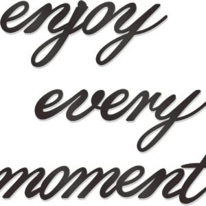 Zzbakress Metal Sign Decor Enjoy Every Moment Metal Wall Art Ecstatic Words Wall Decor Farmhouse Home Sign Wall Decor Fresh Hallway Decor Black Metal Wall Decor for Living Room Kitchen Bathroom (Black)